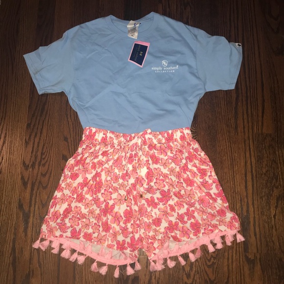 NWT • Simply Southern • Floral Tassel Shorts - Picture 1 of 7